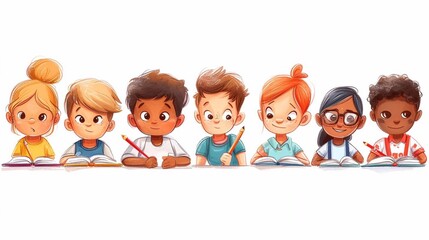 Different children laughing isolated on a white background