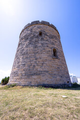 Fototapeta na wymiar The old tower in the the city of Varadero in Cuba in the summer time on a bright sunny day