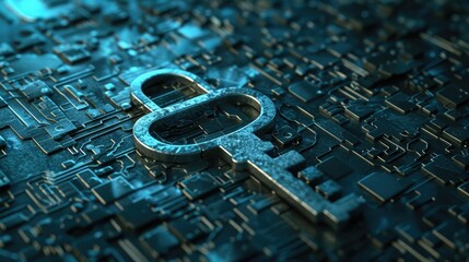 Digital lock and key symbolizing encrypted data protection