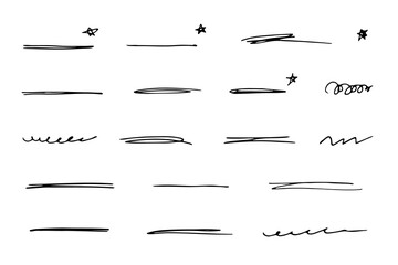 Hand drawn pen scribbles doodles scrawls underlines circles lines, transparent background png
