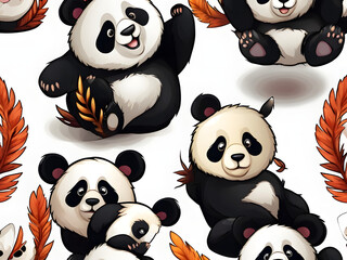 Amazing Illustration Art of Mystical mythical character Panda Cartoon, Panda on a WHITE background, phoenix logo,