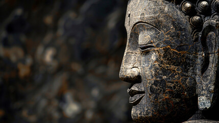 Fototapeta na wymiar A Buddha with a calm expression on his face. AI.