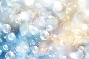 Abstract soft light with white and blue bubble ball background. Trendy minimal design