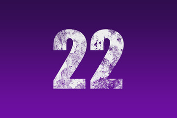 flat white grunge number of 22 on purple background. © Fayazravat143