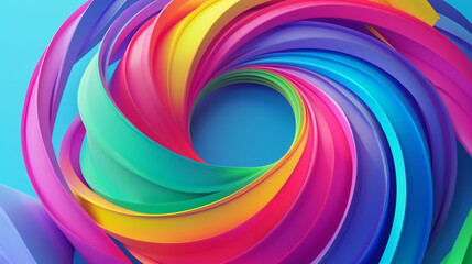 A 3D gradient twirls in a rainbow helix, creating a circle with the illusion of twist.