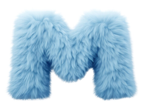 PNG Alphabet M shape fur blue white background