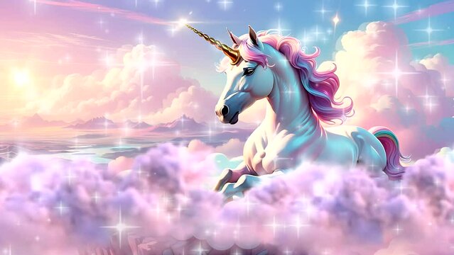 Unicorn Amidst Heavenly Clouds