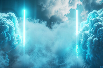 Background, Light Blue, Smoke, Neon Light, Cloud