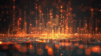 Fototapeta premium Glowing data visualizations against a dark background