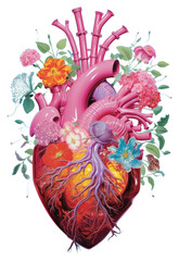 PNG Heart organ with flowers creativity graphics painting