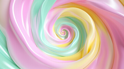 Cheerful 3D candy color spiral, fun mix against white.