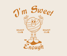 cartoon character of donut Graphic Design for T shirt Street Wear and Urban Style
