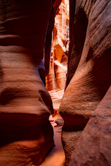 Narrow slot canyon in Arizona (USA), a natural wonder and magic place formed by the power of...