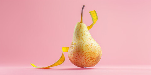 pear and measuring tape - obrazy, fototapety, plakaty