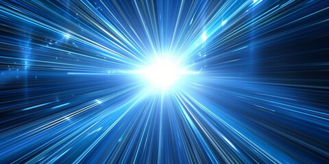 blue light streak beam, abstract laser spotlight background, showing speed, futuristic movement