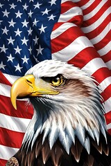 American flag with eagle