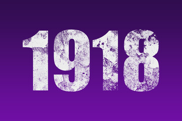 flat white grunge number of 1918 on purple background. - obrazy, fototapety, plakaty