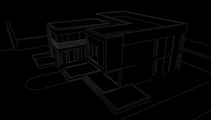 house building sketch architecture 3d illustration