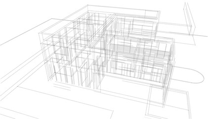 house building sketch architecture 3d illustration