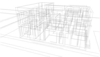house building sketch architecture 3d illustration