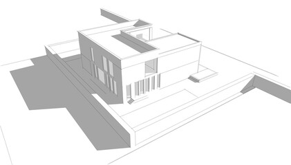 house building sketch architecture 3d illustration