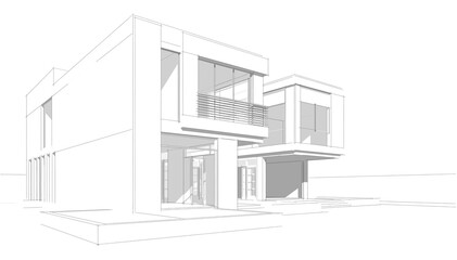 house building sketch architecture 3d illustration