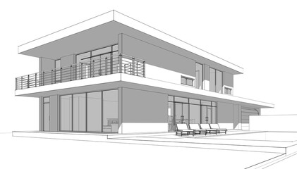 house building sketch architecture 3d illustration