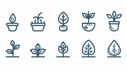 Sprouting seeds and home gardening Thin line art icon