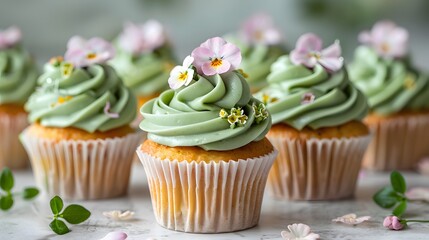 Celebrate with Nature: Sage Green Cupcakes for Happy Occasions - 786214811
