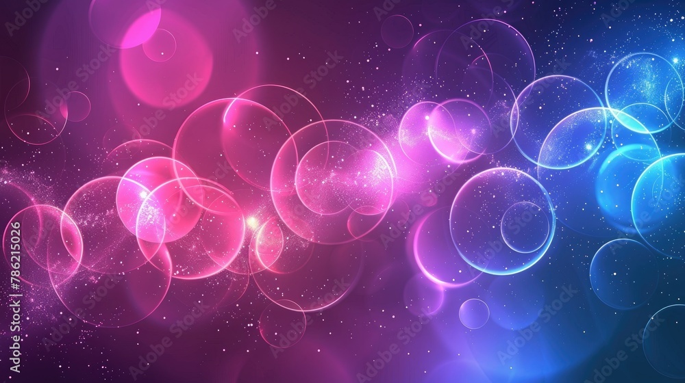 Poster abstract background with shimmering circles and shine