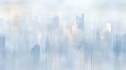 Fototapeta na wymiar city, abstract watercolor in light gray and blue tones on a white background, autumn mood