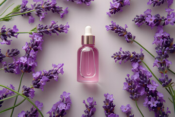 Top View Lavender Aromatherapy in a Vintage Bottle. Generative AI - 786215897