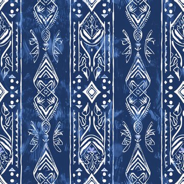 Hand drawn trible ethnic blue background