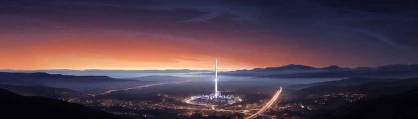 Contrasting colors in a twilight scene featuring a rocket , ultra HD