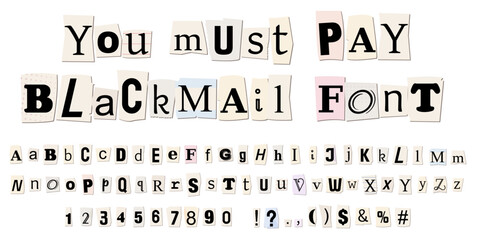 Cut out newspaper letters for blackmail - obrazy, fototapety, plakaty