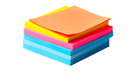 Stack Of Colorful Post-It Notes, With Adhesive Backing And Squared Edges, Ready For Reminders And Memos