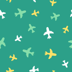 Green airplane fashion print design
