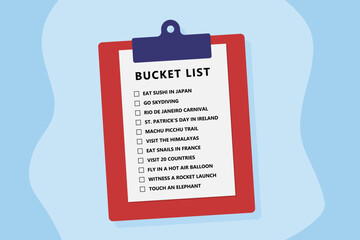 Bucket list life plans checklist