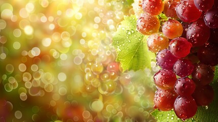 A bunch of grapes with water droplets on them