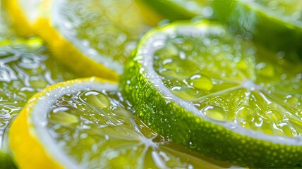 A close up of a lime with water droplets on it - 786217870
