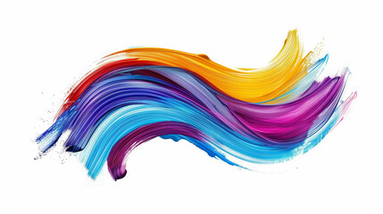 Colorful paint brush stroke on white background. Vibrant paint brush stroke on blank canvas. Bright...