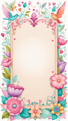 Empty love letter page template with ornate edges
