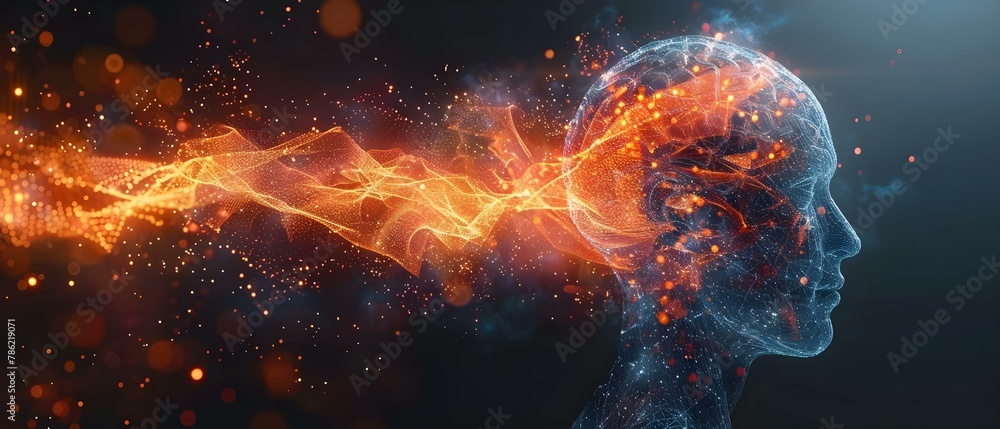 Poster neural symphony: brainwaves in harmony. concept scientific exploration, brainwave activity, harmony 