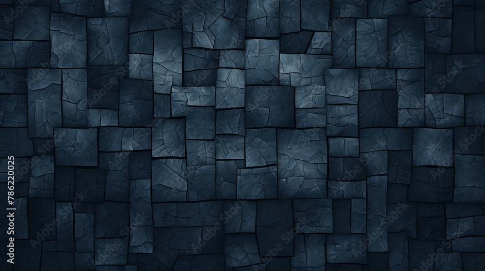 Poster dark blue chaotic geometric pattern for seamless design background with squares and rectangles
