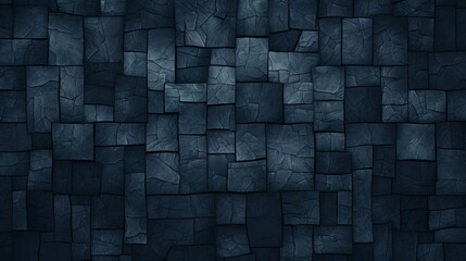 Dark blue chaotic geometric pattern for seamless design background with squares and rectangles - obrazy, fototapety, plakaty