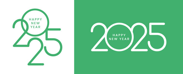 Minimal concept of 2025 Happy New Year sign design. Design templates for posters, celebration season decoration, branding, banner, cover and card