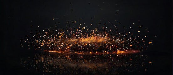 Texture of fire on a black background. Detail of fire sparks isolated on black background