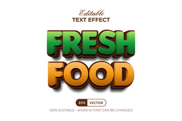 Fresh Food Text Effect 3D Style. Editable Text Effect.