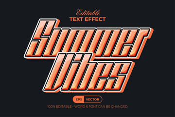 Summer Vibes Text Effect 3D Style. Editable Text Effect.