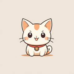 Happy Cartoon Kitten Illustration with Cute Design and Sweet Smile